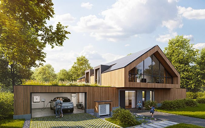Haus mit SMA Ladelösung für Elektromobilität