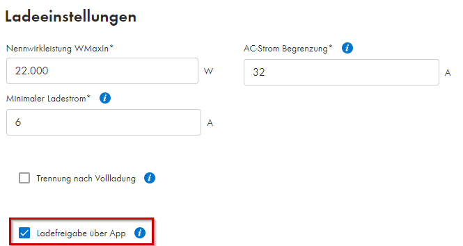 Ladefreigabe über App - SMA EV Charger