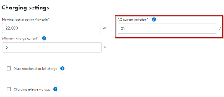 Charging settings - SMA EV Charger