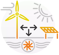 Multiple energy sources can be combined, for example, photovoltaics, wind power, hydropower, cogeneration or diesel generators