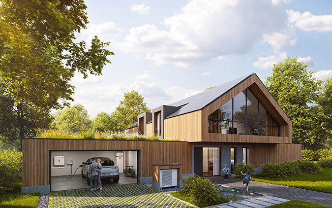 Maison équipée de la solution de recharge pour l’électromobilité de SMA